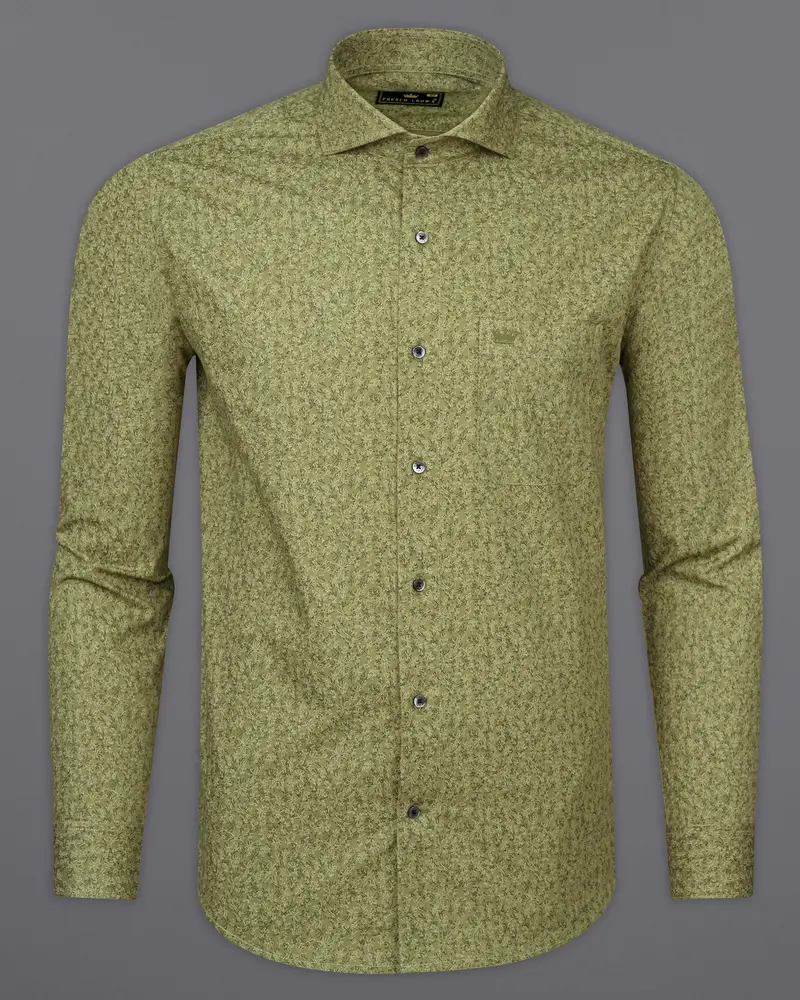 Muesli Green Ditsy Printed Premium Cotton Shirt 5