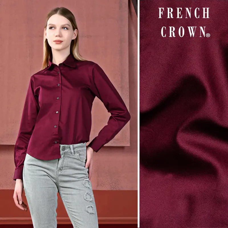 Mulberry Maroon Premium Cotton Shirt 1