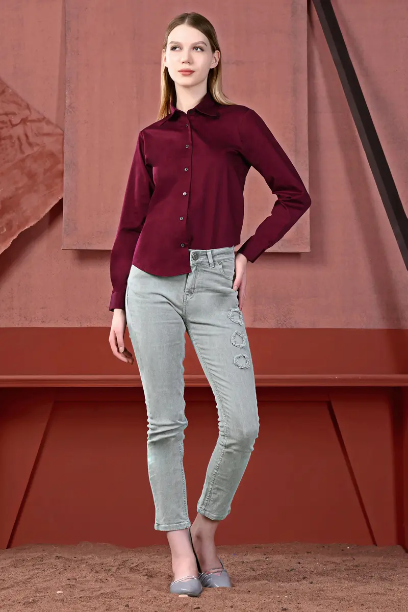 Mulberry Maroon Premium Cotton Shirt 5