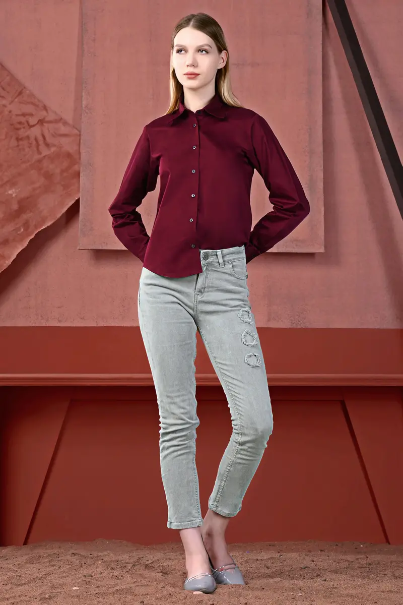 Mulberry Maroon Premium Cotton Shirt 6
