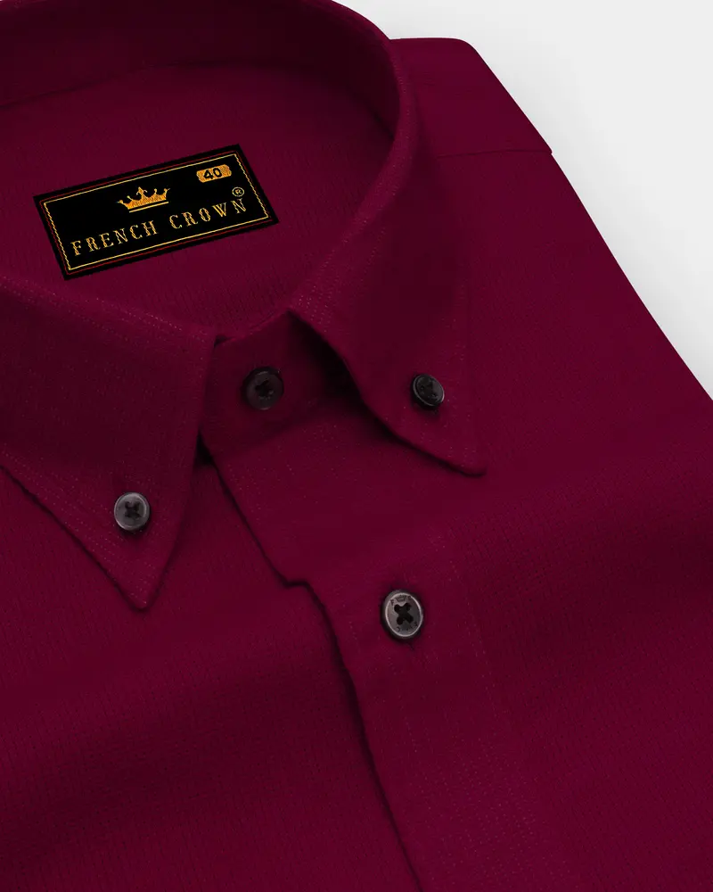Mulberry Pink Dobby Textured Premium Giza Cotton Shirt 1