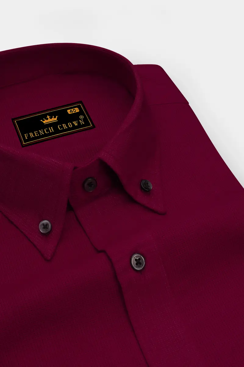 Mulberry Pink Dobby Textured Premium Giza Cotton Shirt 2