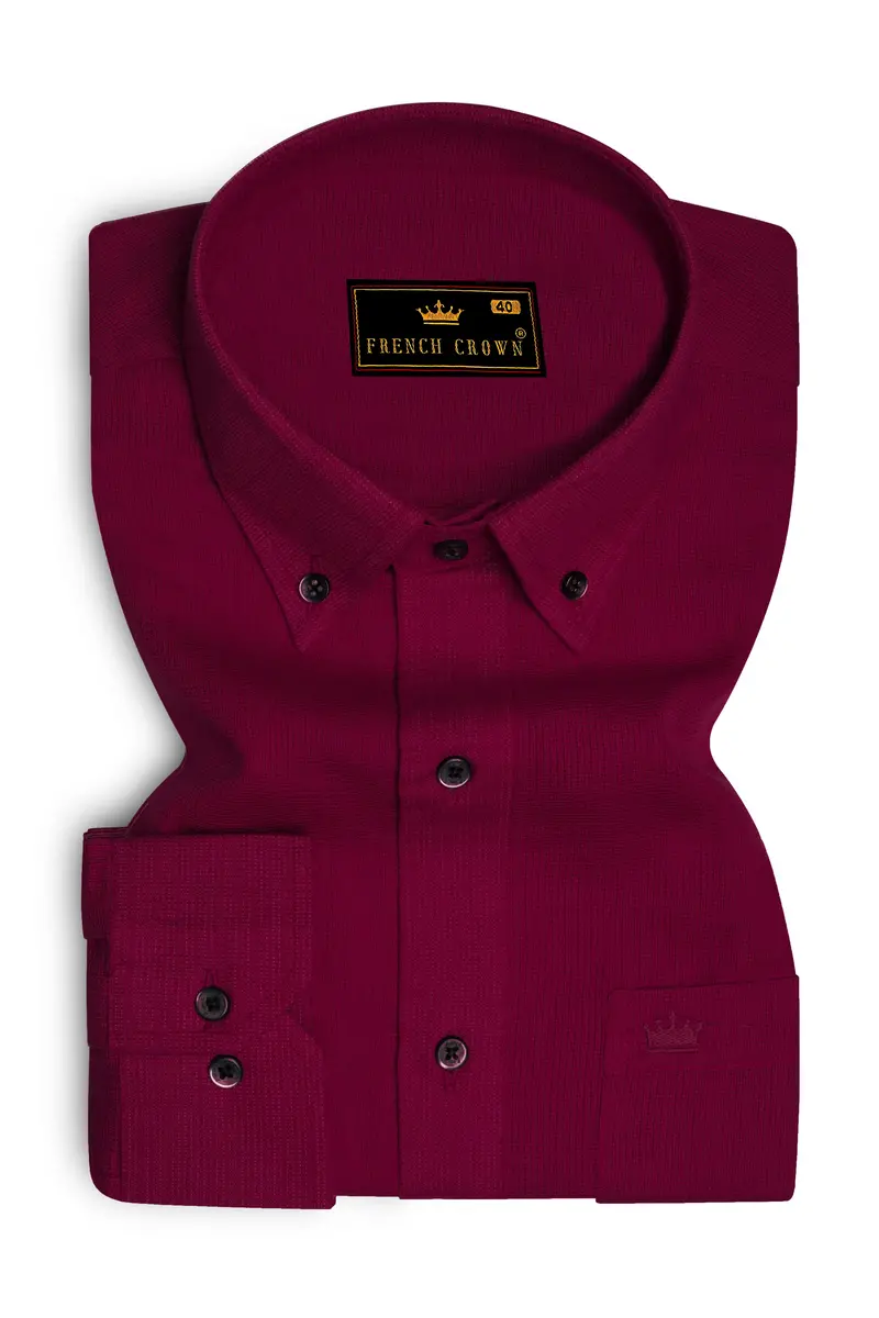 Mulberry Pink Dobby Textured Premium Giza Cotton Shirt 4
