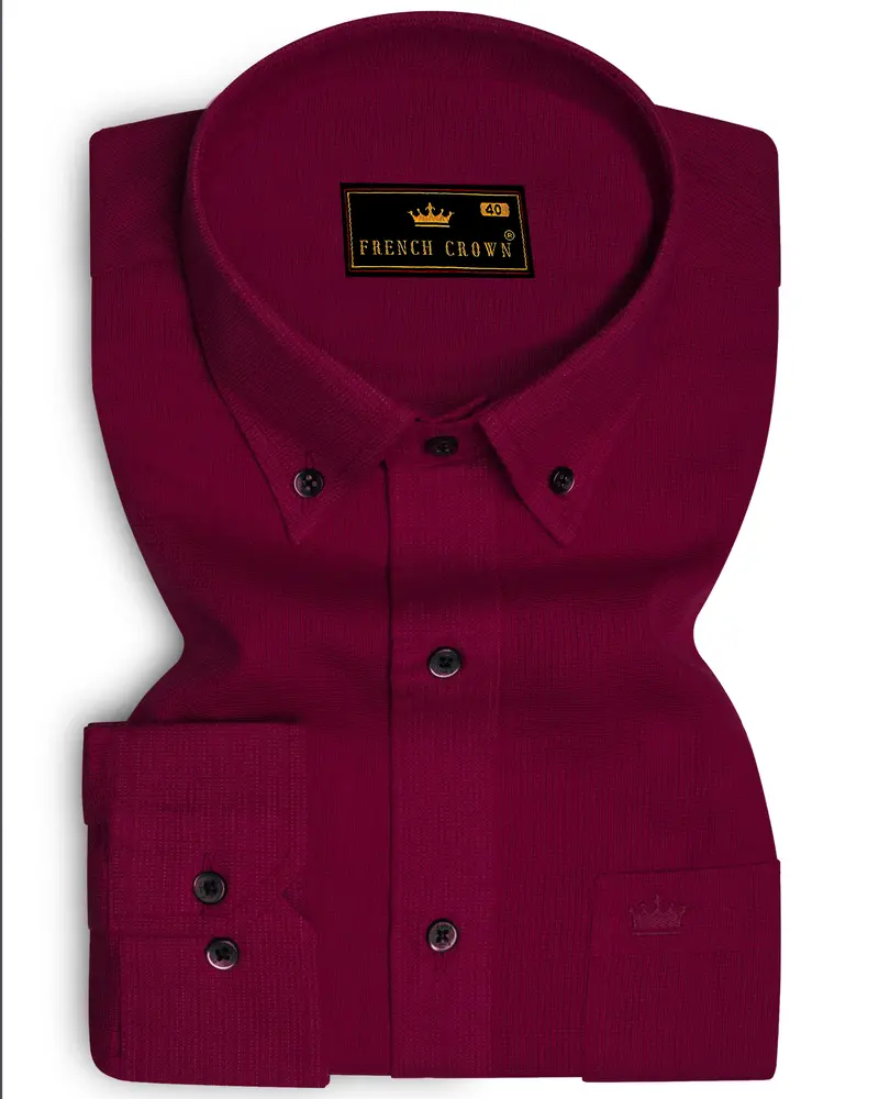 Mulberry Pink Dobby Textured Premium Giza Cotton Shirt 6