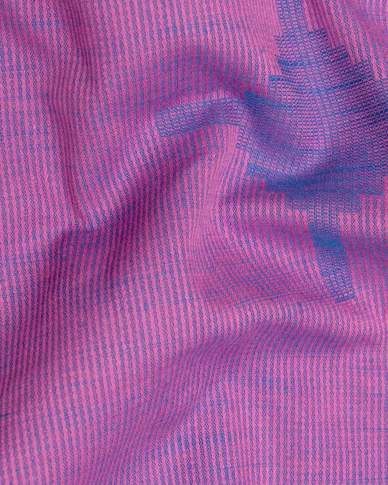 Mulberry Pink Striped And Dobby Textured Kurta Shirt 3