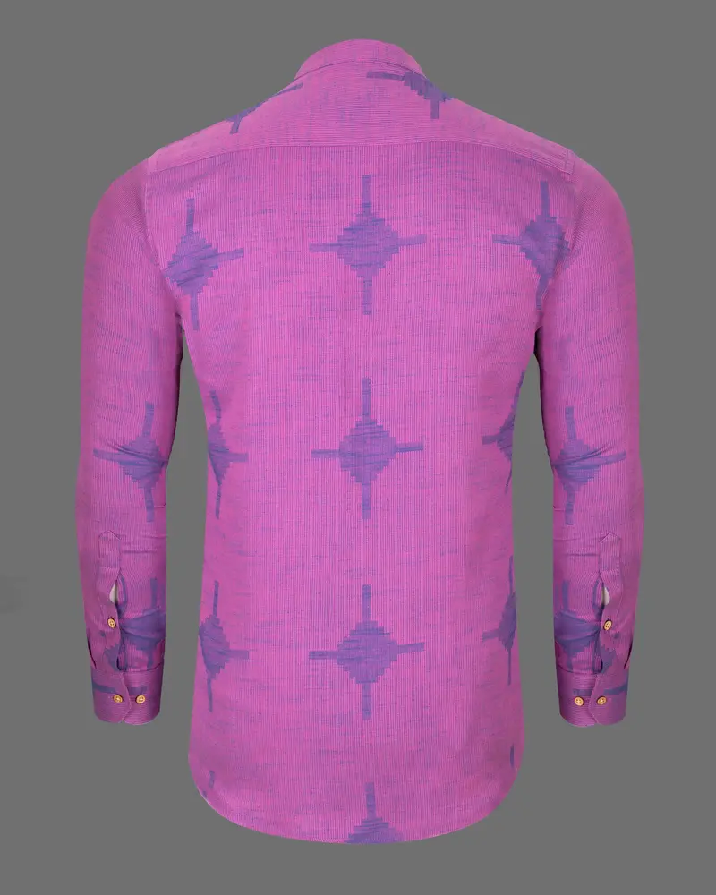 Mulberry Pink Striped And Dobby Textured Kurta Shirt 7