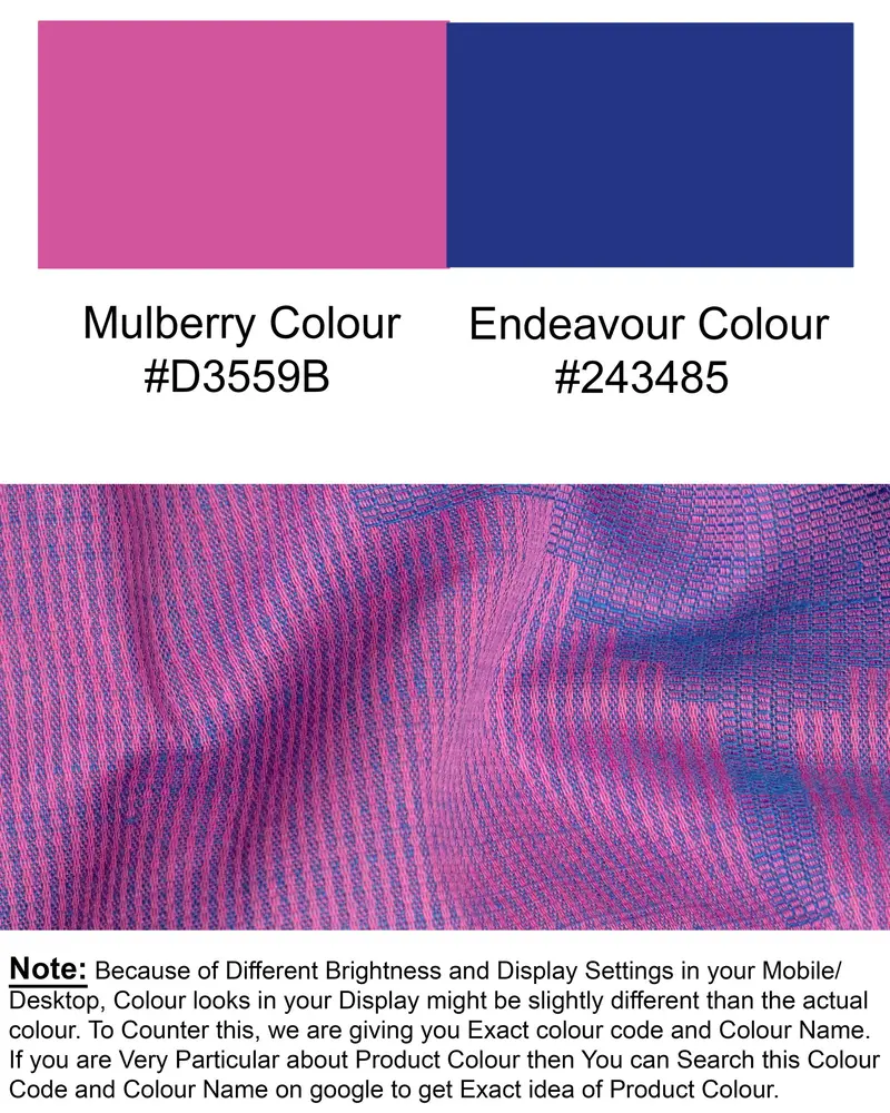 Mulberry Pink Striped And Dobby Textured Kurta Shirt 8