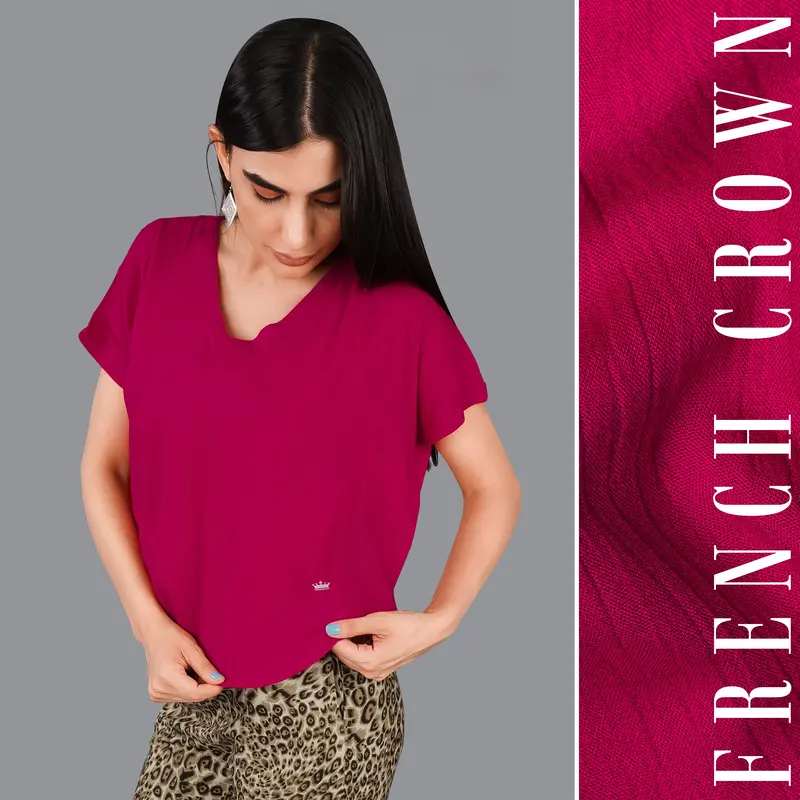 Mulberry Pink Viscose Crop Top 1