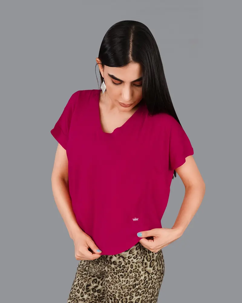 Mulberry Pink Viscose Crop Top 2
