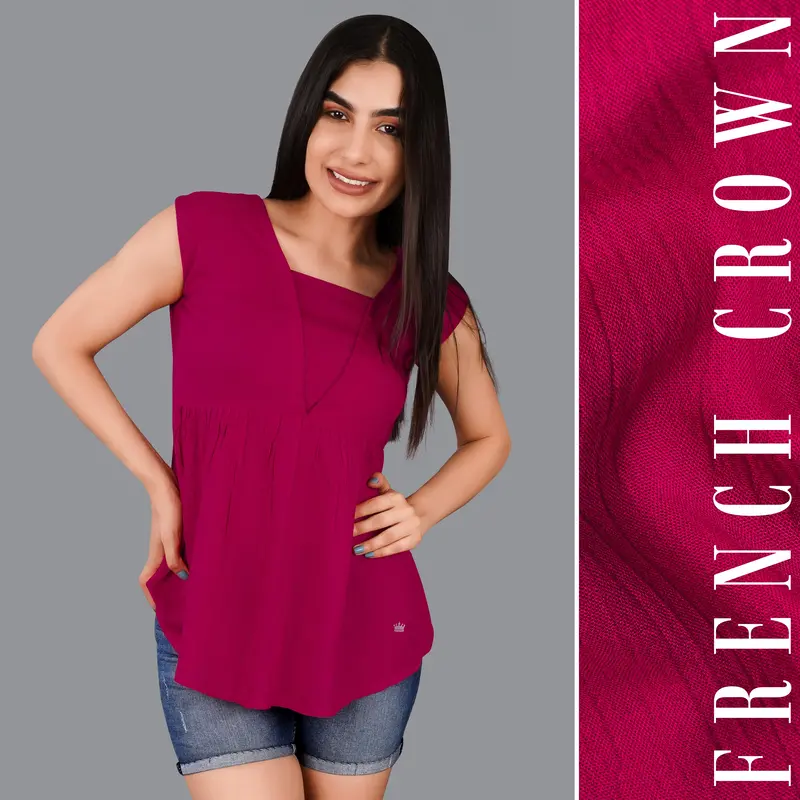 Mulberry Pink Viscose Flared Top 1