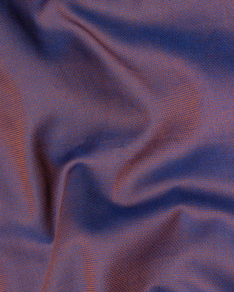 Mule Fawn And Cerulean Two-Toned Dobby Giza Cotton Shirt 2