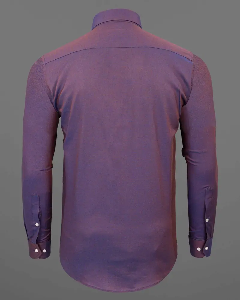 Mule Fawn And Cerulean Two-Toned Dobby Giza Cotton Shirt 6