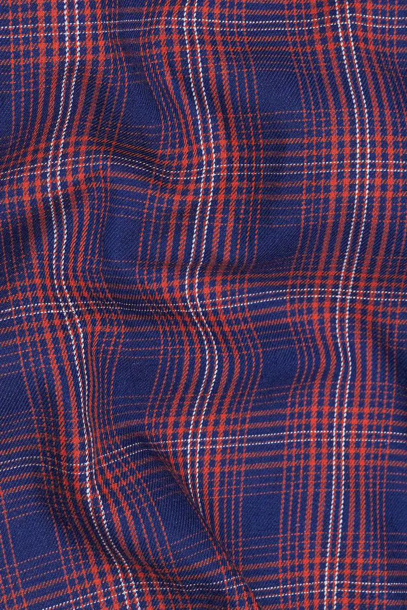 Mulled Blue Twill Plaid Premium Cotton Shirt 2