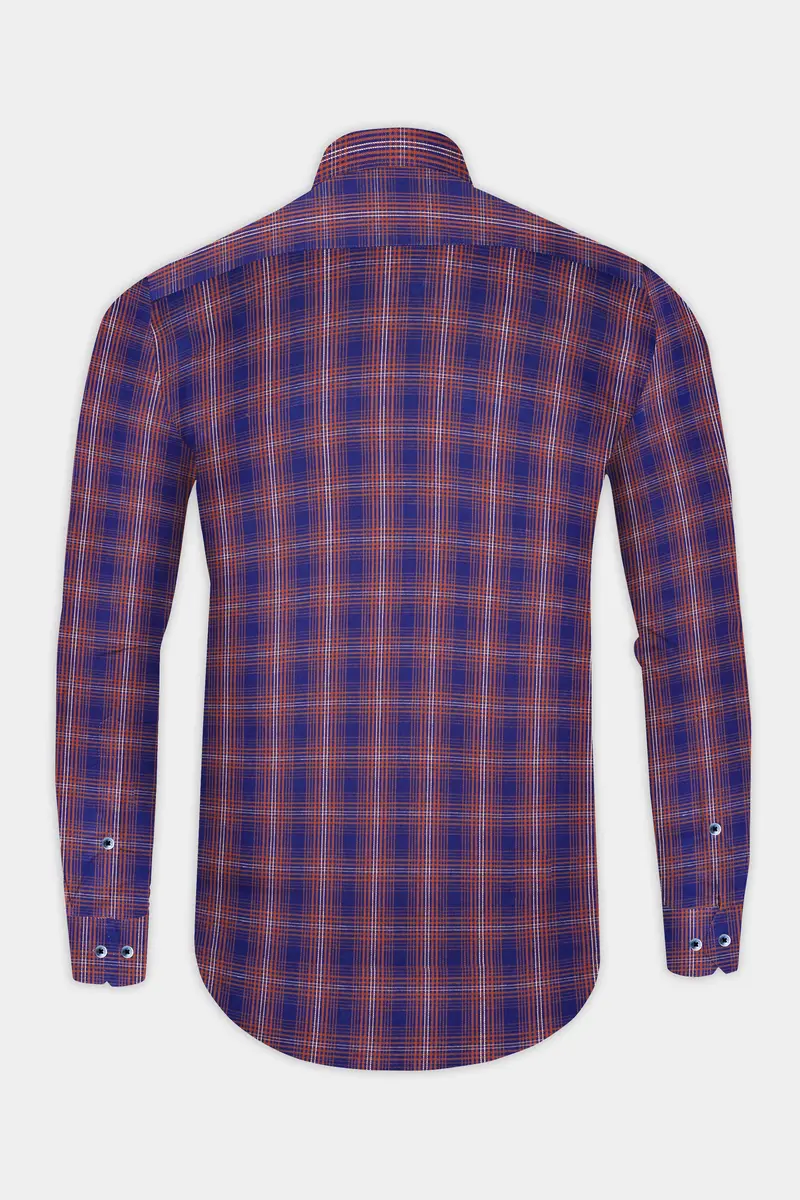 Mulled Blue Twill Plaid Premium Cotton Shirt 5