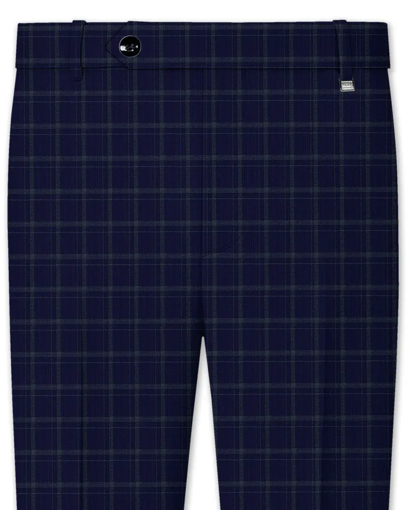 Mulled Wine Blue With Casper Gray Checkered Pant 1