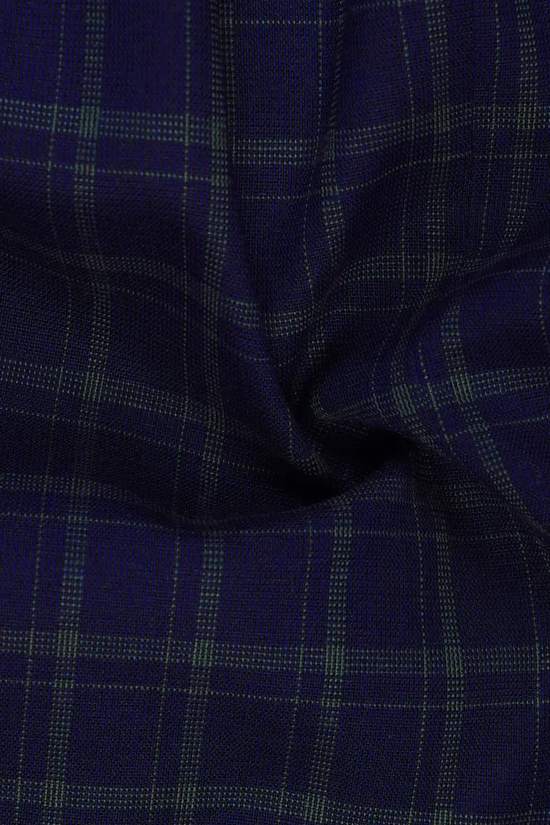 Mulled Wine Blue With Casper Gray Checkered Pant 3