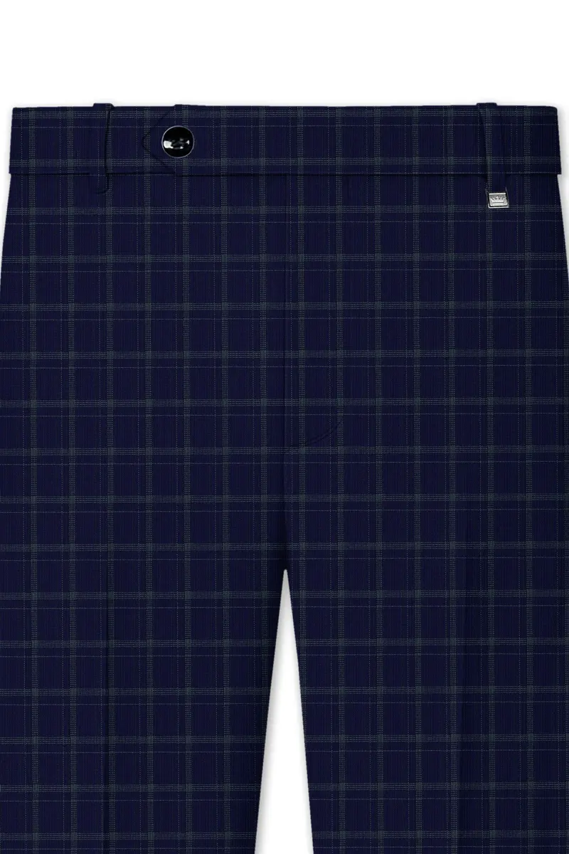 Mulled Wine Blue With Casper Gray Checkered Pant 4