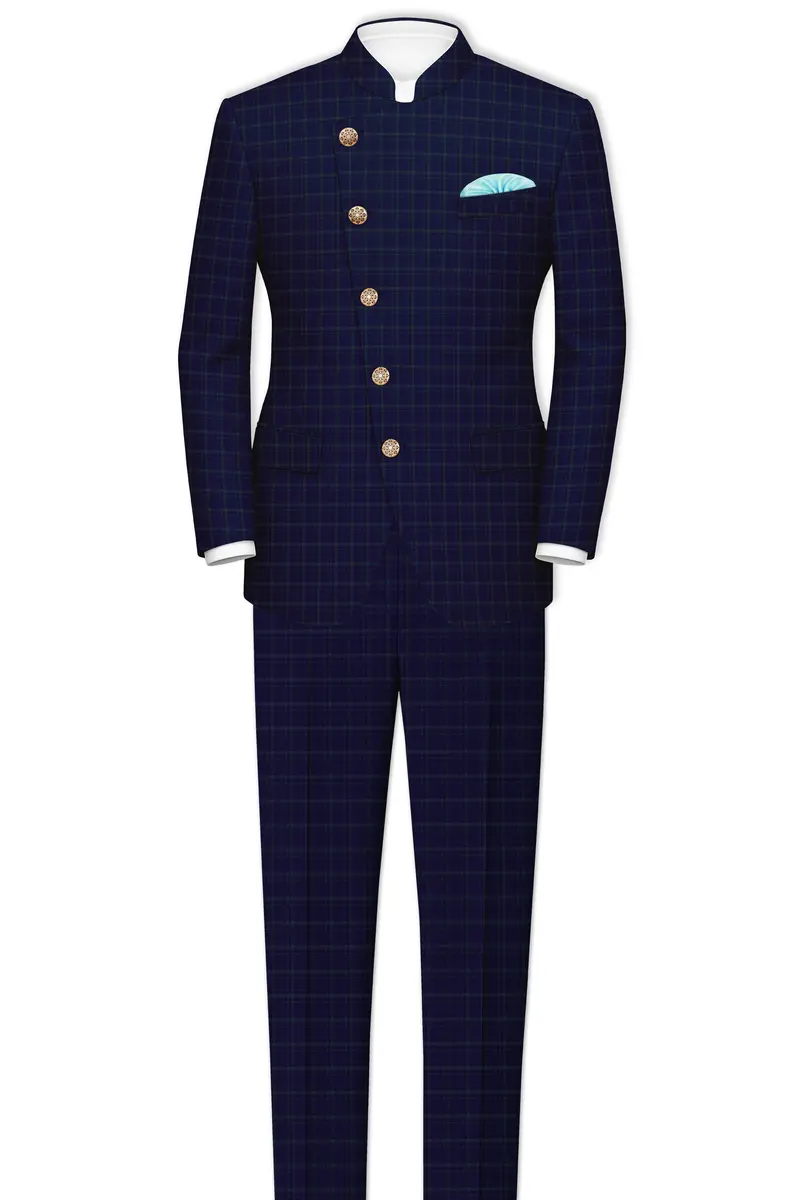 Mulled Wine Blue With Casper Gray Checkered Pant 7