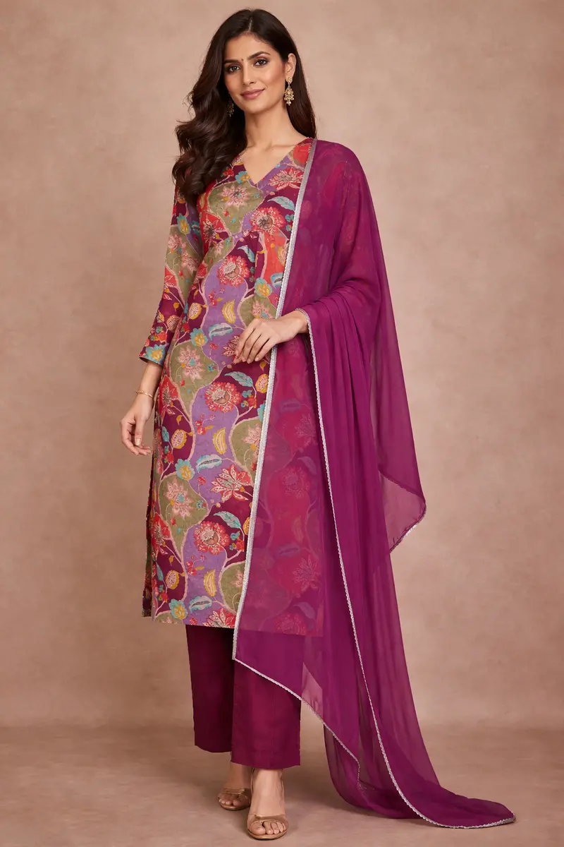 Multi Color Floral Design Georgette Salwar Suit 1