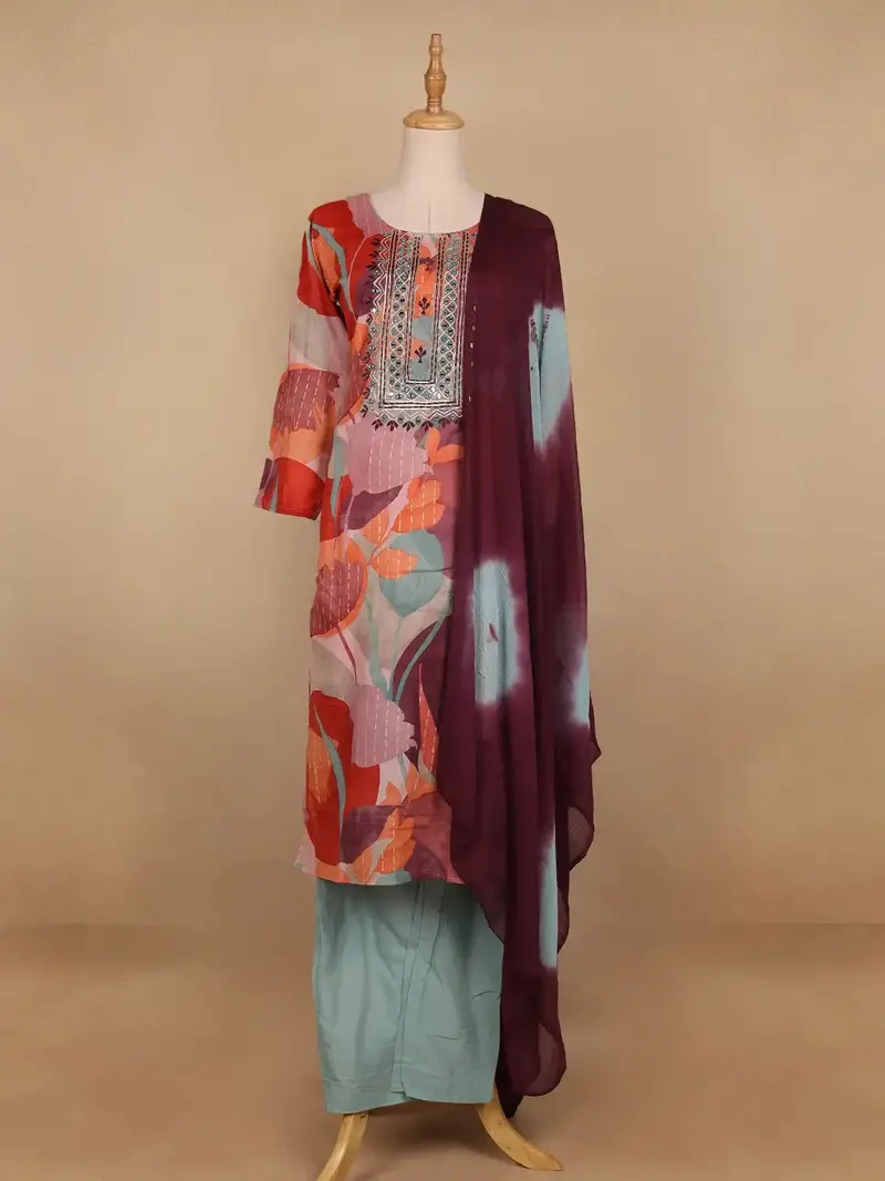 Multi Color Floral Designed Cotton Salwar Suit 1