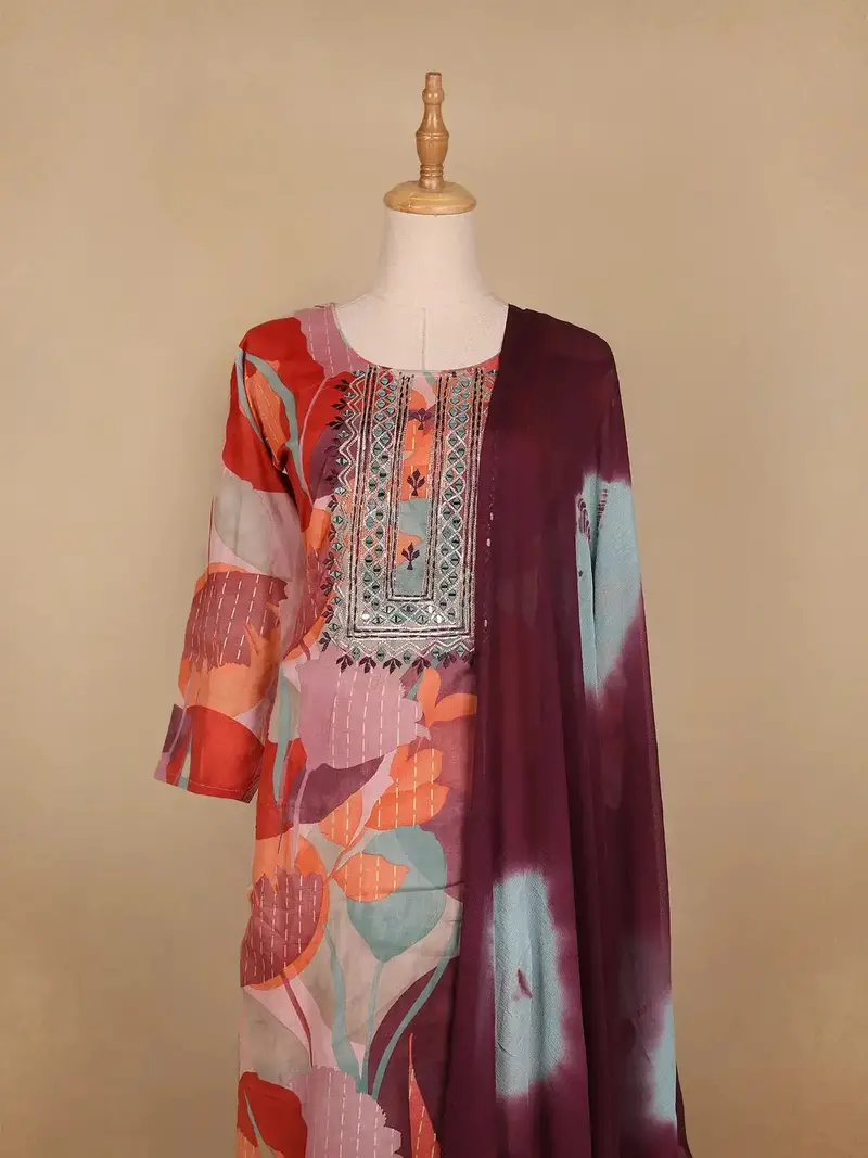 Multi Color Floral Designed Cotton Salwar Suit 2