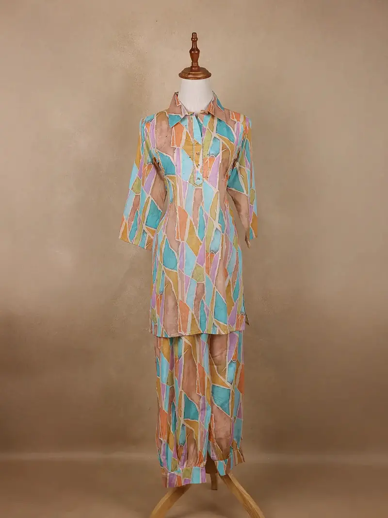 Multicolor Abstract Designed Cotton Salwar Suit 1