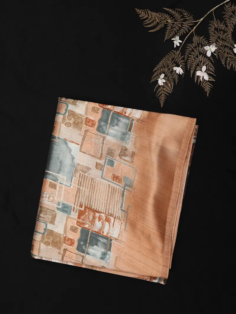 Multicolor Abstract Printed Design Blended Cotton Saree 1