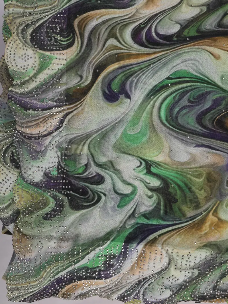 Multicolor Abstract Printed Design Chiffon Saree 2