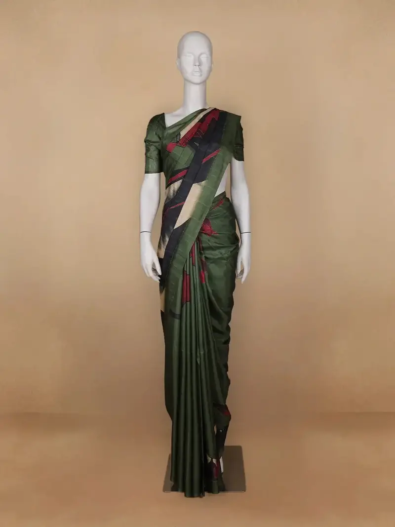 Multicolor Abstract Semi Tussar Saree 1
