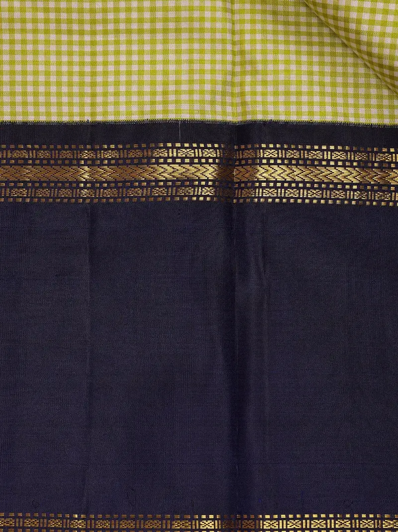 Multicolor Checks Woven Korvai Pure Kanchipuram Silk Saree 2