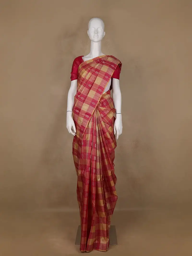 Multicolor Checks Woven Silk Saree 1