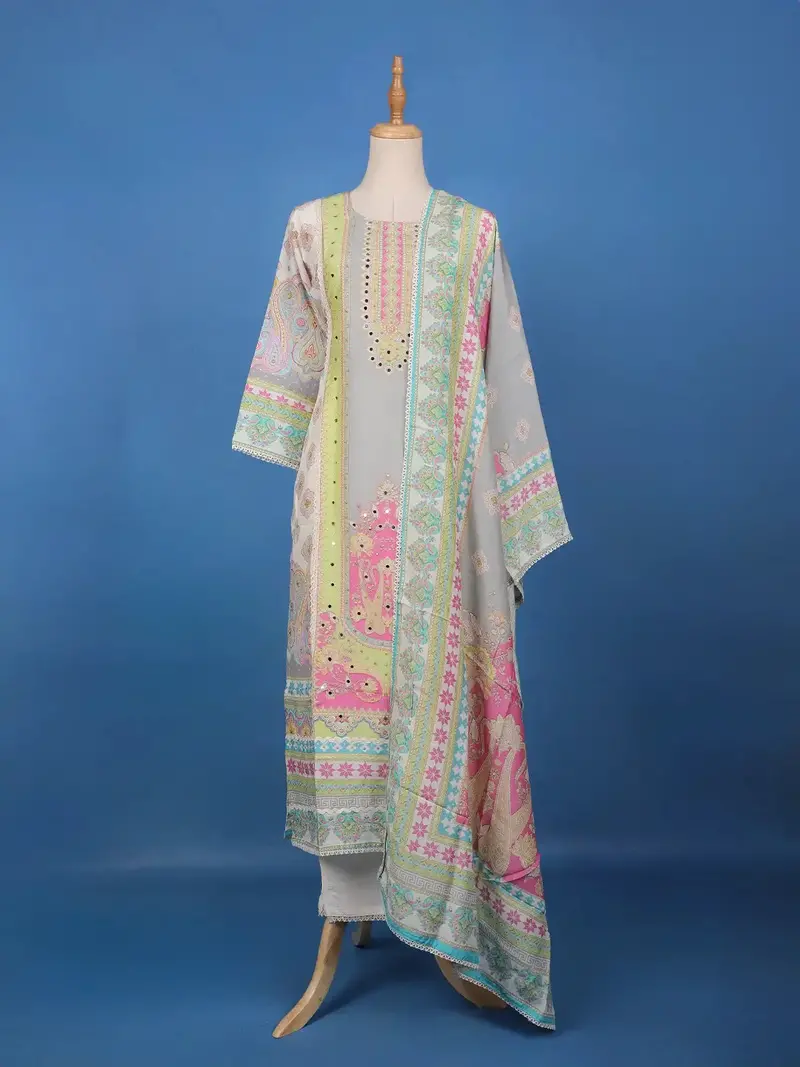 Multicolor Floral Design Printed Nylon Salwar Suit 1