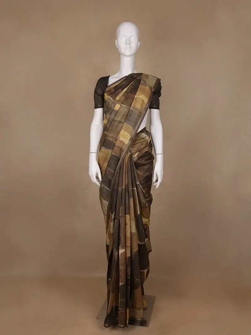 Multicolor Floral Designed Semi Tussar Saree 1