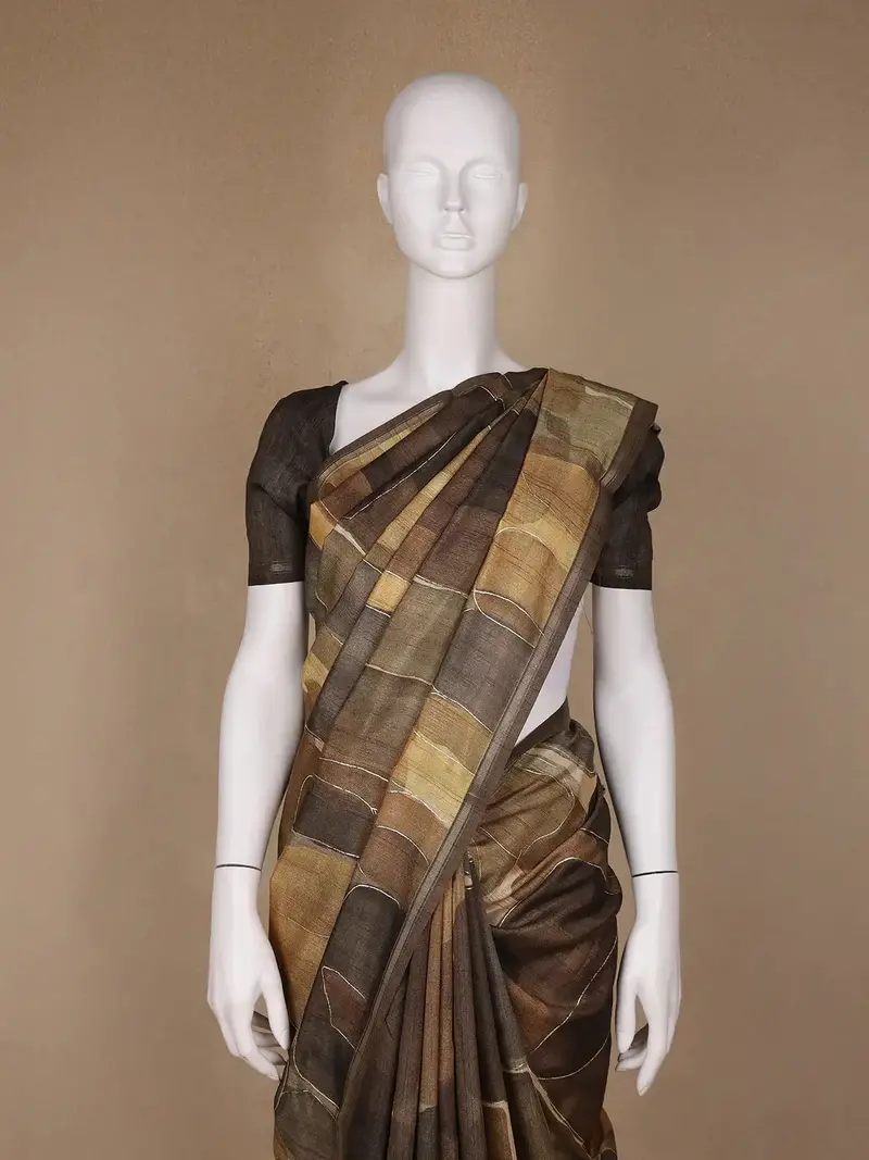 Multicolor Floral Designed Semi Tussar Saree 2