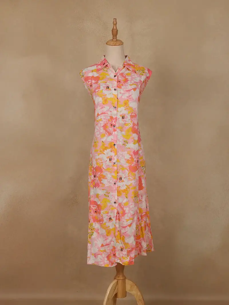 Multicolor  Floral Printed Rayon Kurti 1