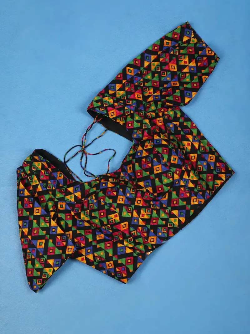 Multicolor Geometric Design Cotton Readymade Blouse 1
