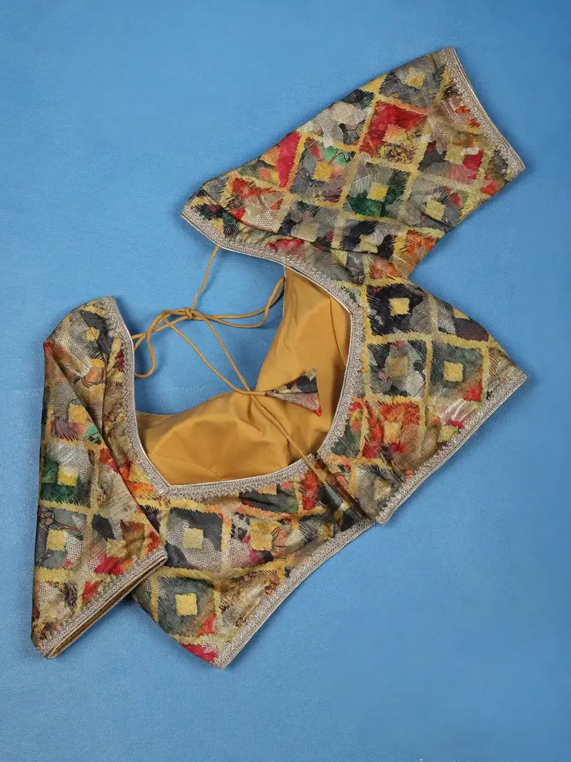 Multicolor Geometric Design Synthetic Readymade Blouse 3