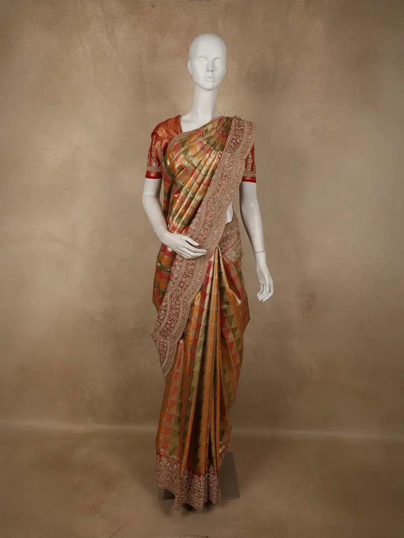 Multicolor Geometric Woven Design Pure Banarasi Designer Saree With Designer Border 1