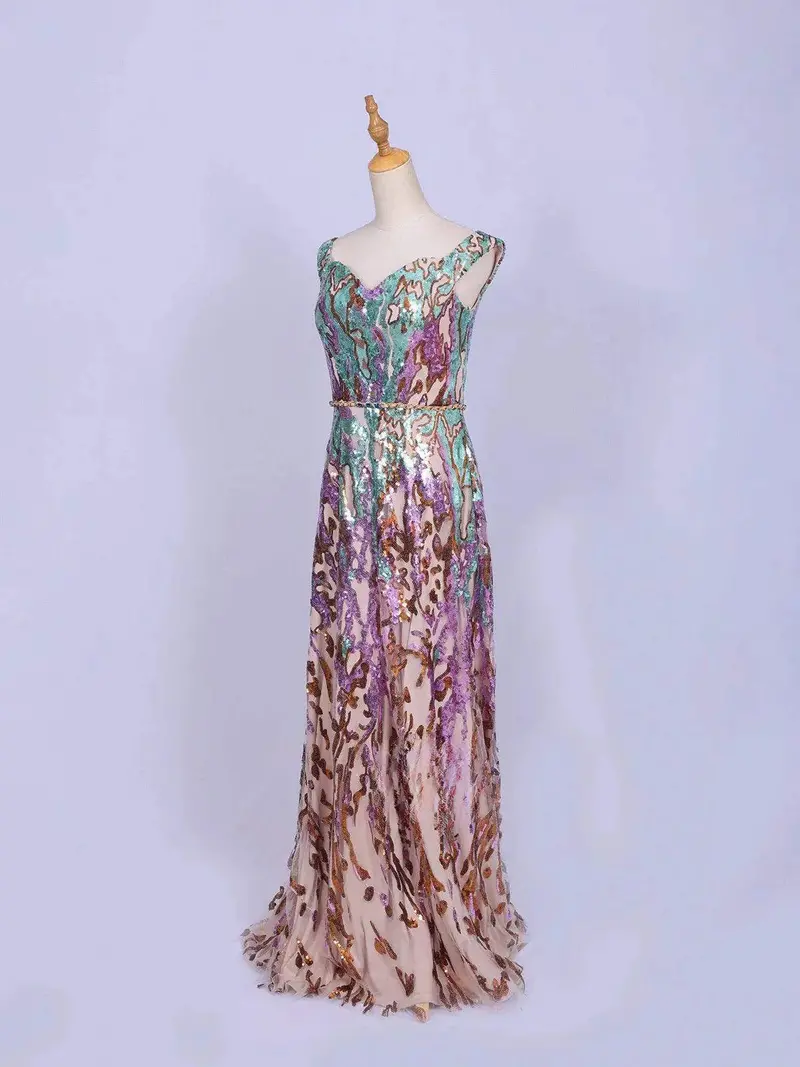 Multicolor Net Gown Embellished With Full Sequins 2