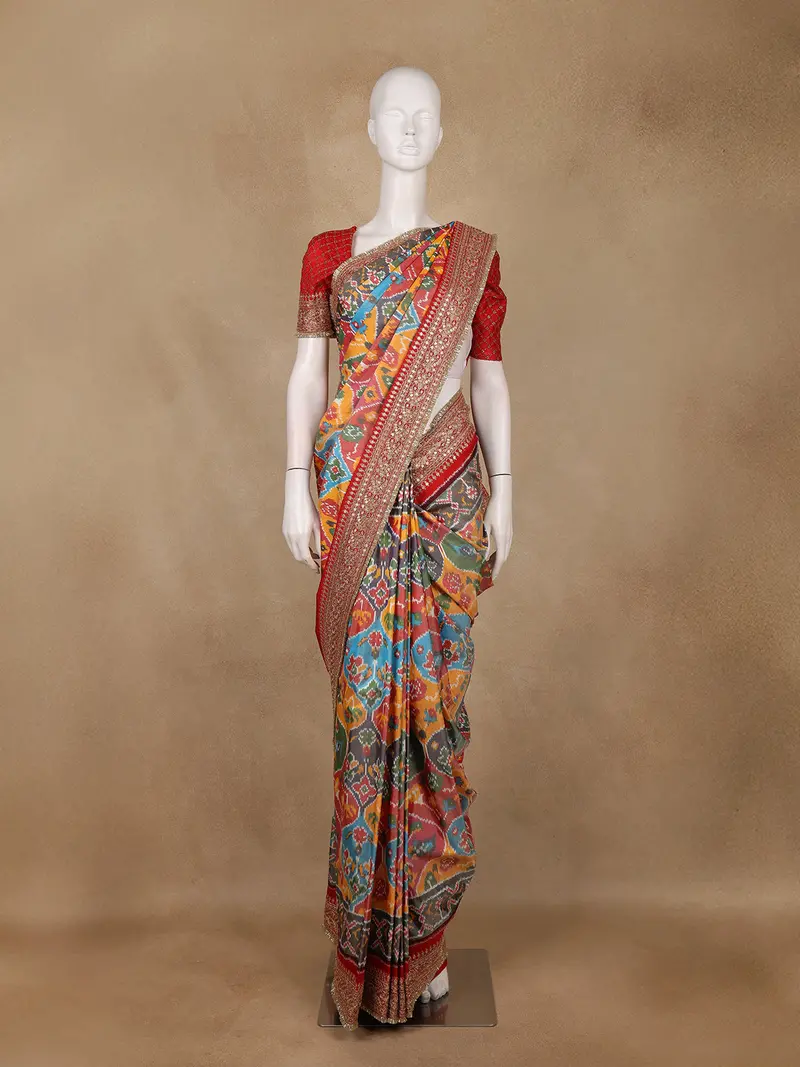 Multicolor Printed Design Banarasi Silk Saree 1