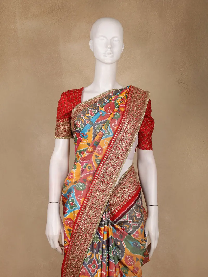 Multicolor Printed Design Banarasi Silk Saree 2