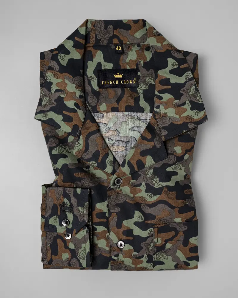 Multicolour Camouflage Flower Printed Premium Cotton Shirt 1