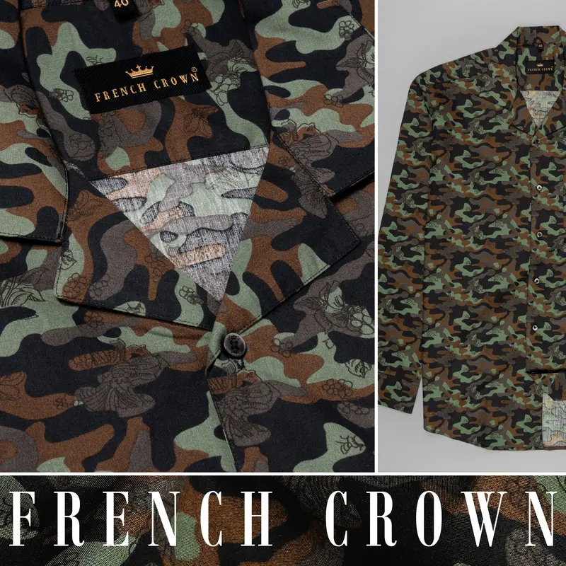 Multicolour Camouflage Flower Printed Premium Cotton Shirt 9