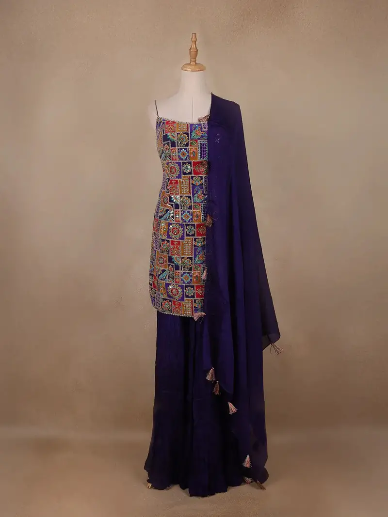 Multicolour Floral And Sequins Embroidery Georgette Salwar Suit 1