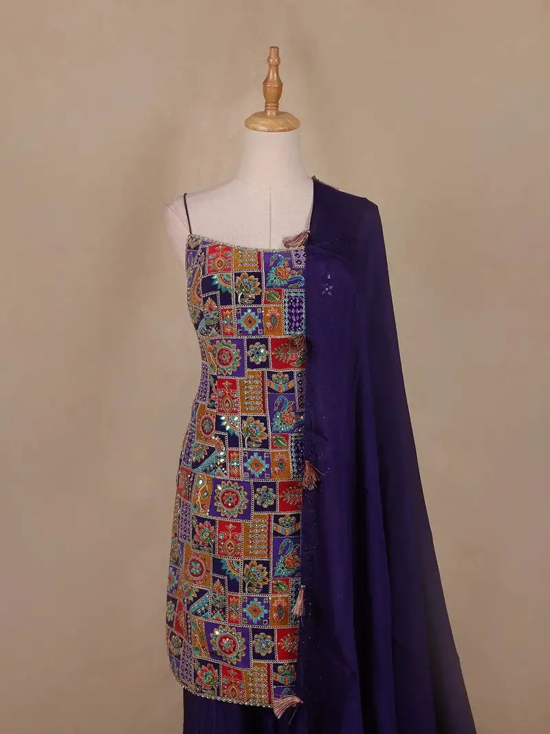 Multicolour Floral And Sequins Embroidery Georgette Salwar Suit 2