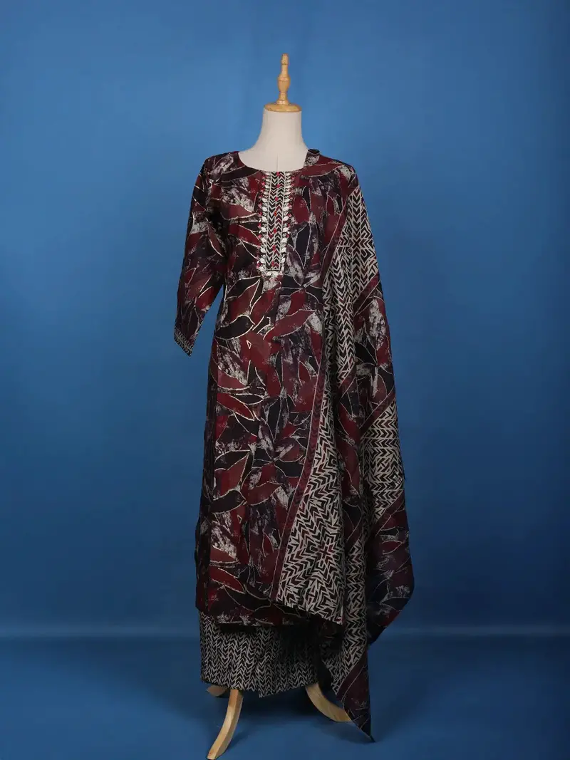 Multicolour Semi Silk Floral Printed Salwar Suit 1