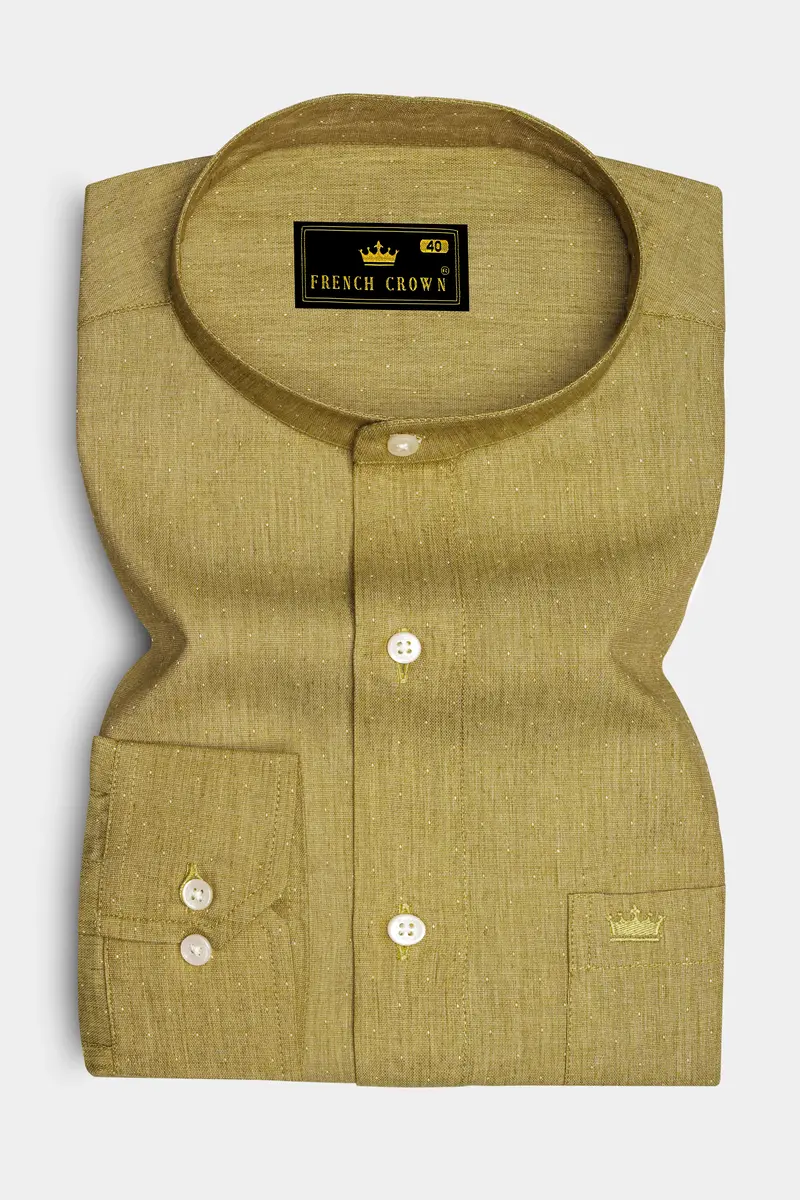 Museli Brown Dobby Textured Premium Giza Cotton Shirt 4