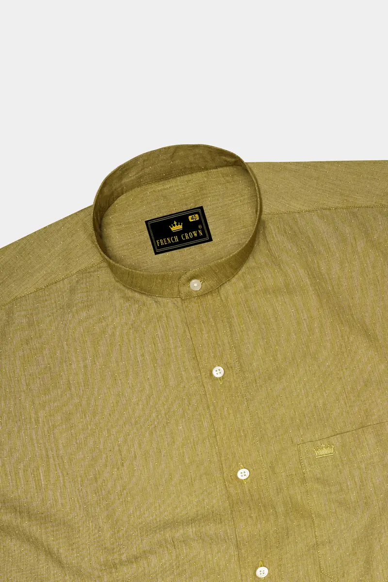 Museli Brown Dobby Textured Premium Giza Cotton Shirt 5