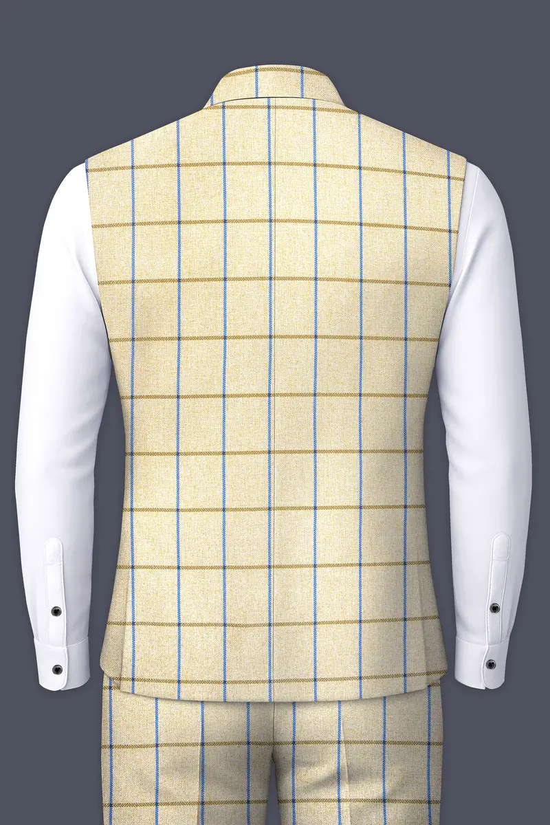 Mushroom Light Brown Checkered Bandhgala Nehru Jacket 4
