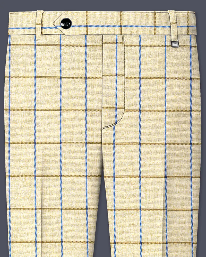 Mushroom Light Brown Checkered Pant 1
